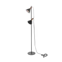 STONES Lampada da Terra con Decoro in Ottone, 25x25x147 cm, Nero opaco(m-1)