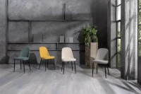 STONES Set 4 Sedie da pranzo rivestite in tessuto con gambe in metallo, 55x46x85cm, grigio chiaro(m-2)