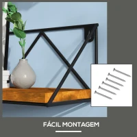 HOMCOM Conjunto de 3 Prateleiras de Parede Industrial Prateleiras Suspensas 30x12x12 cm 40x12x12 e cm 50x12x12 cm Madeira e Preto(m-6)