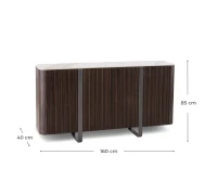 STONES Madia con Top in Ceramica Marmo, Struttura in MDF, 4 ante con Sistema Push&Pull, 40x160x85 cm, Marmo calacatta oro(m-3)