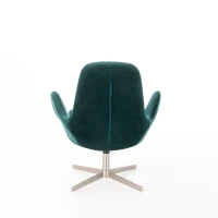 STONES Poltrona con Rivestimento in Velluto e Base Cromata Girevole, 72x68x85 cm, Verde Petrolio(m-4)