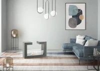 STONES Camino a Bioetanolo da terra con Bruciatore da 1,5L e Pannello in Vetro, 25x78x58cm, Grigio Goffrato(m-2)