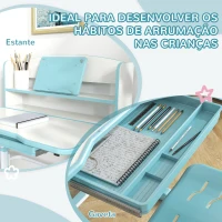 ZONEKIZ Conjunto de Secretária e Cadeira para Crianças com Altura Ajustável e Ângulo da Mesa Ajustável 80x54,5x82-104 cm Azul(m-5)
