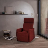 STONES Poltrona Relax Manuale in Microfibra , 70x92x105 cm, Rosso(m-2)