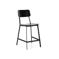 STONES Set 2 Sgabelli in Legno con Seduta e Schienale in Multistrato e Struttura in Metallo Verniciata, 51x51.5x97 cm, Nero(m-3)