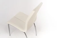 STONES Set 4 Sedie in Similpelle con Seduta e Schienale Imbottiti e Gambe in Metallo, 43x44x92 cm, Bianco(m-6)