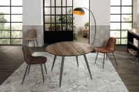 STONES Tavolo allungabile con top in melaminico, allunghe interne, gambe in metallo, 110x110/150x76cm, noce, antracite(m-2)