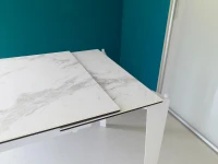 STONES Tavolo allungabile con top e allunghe in ceramica su vetro temperato, gambe in metallo verniciato, 80x120/170x76cm, ceramica marmo bianco, bianco(m-3)