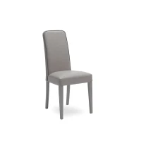 STONES Set 2 Sedie in Similpelle con Seduta Rivestita e Gambe in Legno di Faggio Laccato, 59x46x99 cm, Grigio Scuro(m-4)