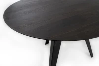 STONES Tavolo con top in rovere impiallacciato crudo, gambe in metallo, diametro 130x76cm, rovere termocotto, nero(m-2)