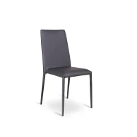 STONES Set 4 Sedie in similpelle imbottita e gambe in metallo rivestite, 40x42x96cm, grigio scuro(m-4)