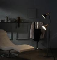 STONES Lampada da Terra con Decoro in Ottone, 25x25x147 cm, Nero opaco(m-2)