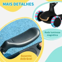 AIYAPLAY Trotinete para Crianças 2 em 1 com Altura Ajustável 3 Rodas Brilhantes e Assento para +18 Meses 58x31x64-79 cm Preto(m-7)