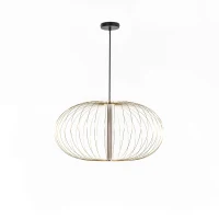 STONES Lampada a Sospensione LED con Paralume in Acciaio e Cavo Regolabile, 70x70x150 cm, Ottone lucido(m-1)