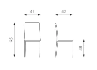 STONES Set 4 Sedie Impilabili in Similcuoio con Gambe in Similcuoio, 42x41x95 cm, Cioccolato(m-3)