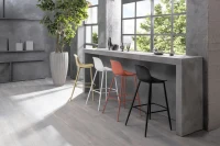 STONES Set 4 Sgabelli da cucina in polipropilene con gambe in metallo, 47.5x47x91.5cm, nero(m-2)