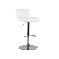 STONES Set 2 Sgabelli in Similpelle con Struttura in Metallo Cromato, 36x38.5x83/98 cm, Bianco(m-4)