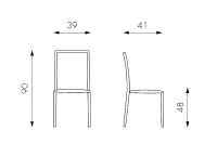 STONES Set 4 Sedie Impilabili con Seduta, schienale e gambe rivestiti in Similcuoio, 41x39x90 cm, Cioccolato(m-3)