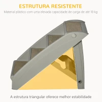 PawHut Escada Dobrável para Animais de Estimação de 4 Degraus Portátil com Tapetes Antiderrapantes 62x38x49,5cm Cinza(m-6)