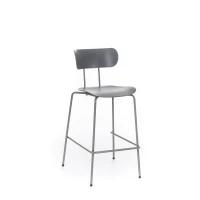 STONES Set 4 Sgabelli in polipropilene, seduta e schienale in polipropilene, gambe in metallo, 45x51x98cm, grigio(m-2)
