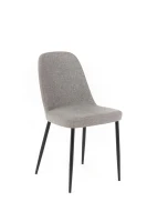STONES Set 4 Sedie da pranzo rivestite in tessuto con gambe in metallo, 55x46x85cm, grigio chiaro(m-5)