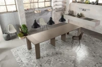 STONES Consolle Allungabile con Top in MDF Laccato Antigraffio, 90x42,5/302,5x76 cm, Tortora(m-5)