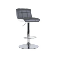 STONES Set 2 Sgabelli in Similpelle con Struttura in Metallo Cromato, 36x38.5x83/98 cm, Grigio Scuro(m-4)