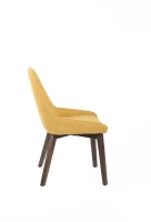 STONES Set 4 Sedie da pranzo rivestite in tessuto con struttura in massello di noce, 62x49.5x87cm, giallo(m-4)