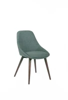 STONES Set 4 Sedie da pranzo rivestite in tessuto grigio chiaro con gambe in massello di noce, 58x49x85cm, verde(m-5)