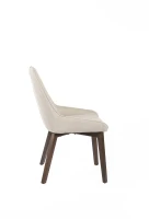 STONES Set 4 Sedie da pranzo rivestite in tessuto con struttura in massello di noce, 62x49.5x87cm, beige(m-6)