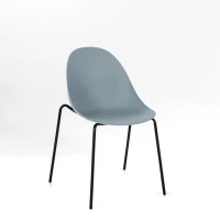 STONES Set 4 Sedie impilabili in polipropilene con gambe in metallo, 50x51x79cm, azzurro(m-2)
