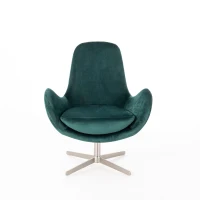 STONES Poltrona con Rivestimento in Velluto e Base Cromata Girevole, 72x68x85 cm, Verde Petrolio(m-1)