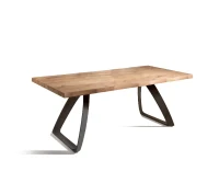 STONES Tavolo con top in truciolare di pioppo impiallacciato e bordo massellato, gambe in metallo, 100x200x76cm, rovere, nero(m-1)