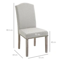 HOMCOM Set 2 Sedie da Pranzo Imbottite e Classiche con Schienale da Salotto e Soggiorno, in Legno e Poliestere, 51x64x99.5 cm, Grigio(m-3)