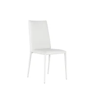 STONES Set 4 Sedie Impilabili in Similpelle con Gambe in Metallo rivestite in Similpelle, 40x42x96 cm, Bianco(m-4)