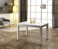 STONES Tavolo Allungabile con Top in Vetro Temperato e Gambe in Metallo, 83x120/175/230/290/350 cm, Bianco(m-2)