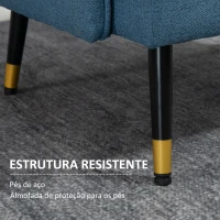 HOMCOM Poltrona Sala de Estar Poltrona Relax com Apoio para os Braços Assento Acolchoado e Pés de Aço 76x68x80 cm Azul(m-5)