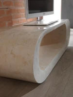 STONES Tavolino / Porta TV rivestito in Tessere di Pietra Fossile, 62x120x35 cm, Beige(m-4)