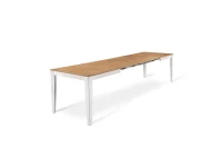 STONES Tavolo allungabile con top e allunghe in melaminico rovere, base in metallo bianco, 80x130/290x76cm, rovere, bianco(m-3)