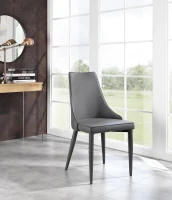 STONES Set 2 Sedie in Similpelle con Seduta e Schienale Imbottiti e Gambe in Metallo rivestite, 46x46x91 cm, Grigio Scuro(m-6)