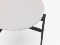 STONES Tavolino con Top in Ceramica con Fondo in MDF e Struttura in Metallo, 40x40x45 cm, Bianco(m-4)