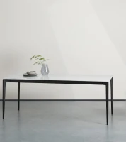 STONES Tavolo da pranzo allungabile fino a 12 posti, 90x190/270x76cm, top: bianco, gambe: nero(m-2)