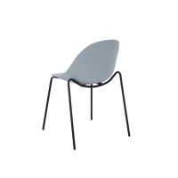 STONES Set 4 Sedie impilabili in polipropilene con gambe in metallo, 50x51x79cm, azzurro(m-5)