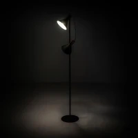 STONES Lampada da Terra con Decoro in Ottone, 25x25x147 cm, Nero opaco(m-3)