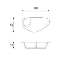 STONES Tavolino con top in MDF e struttura in metallo, 80x140x32cm, grigio scuro(m-4)