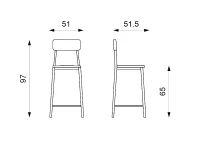 STONES Set 2 Sgabelli in legno, multitrato e metallo verniciato, 51x51.5x97cm, bianco(m-2)