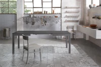 STONES Tavolo allungabile con top in melaminico e gambe in faggio massello, 80x130/210x76cm, grigio scuro(m-5)