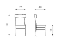 STONES Set 2 Sedie in legno laccato con seduta in MDF laccato, 48x39x80cm, grigio scuro(m-3)