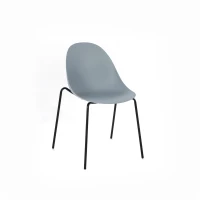 STONES Set 4 Sedie impilabili in polipropilene con gambe in metallo, 50x51x79cm, azzurro(m-3)