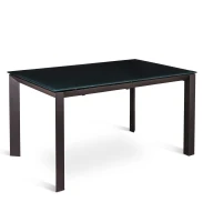 STONES Tavolo Allungabile con Top in Vetro Temperato e Gambe in Metallo, 90x140/220x75 cm, Grigio(m-1)